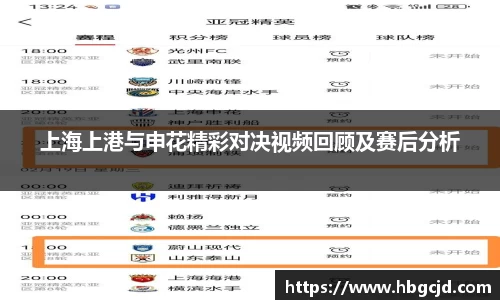 上海上港与申花精彩对决视频回顾及赛后分析